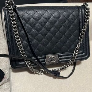 Black leather inspired boy bag